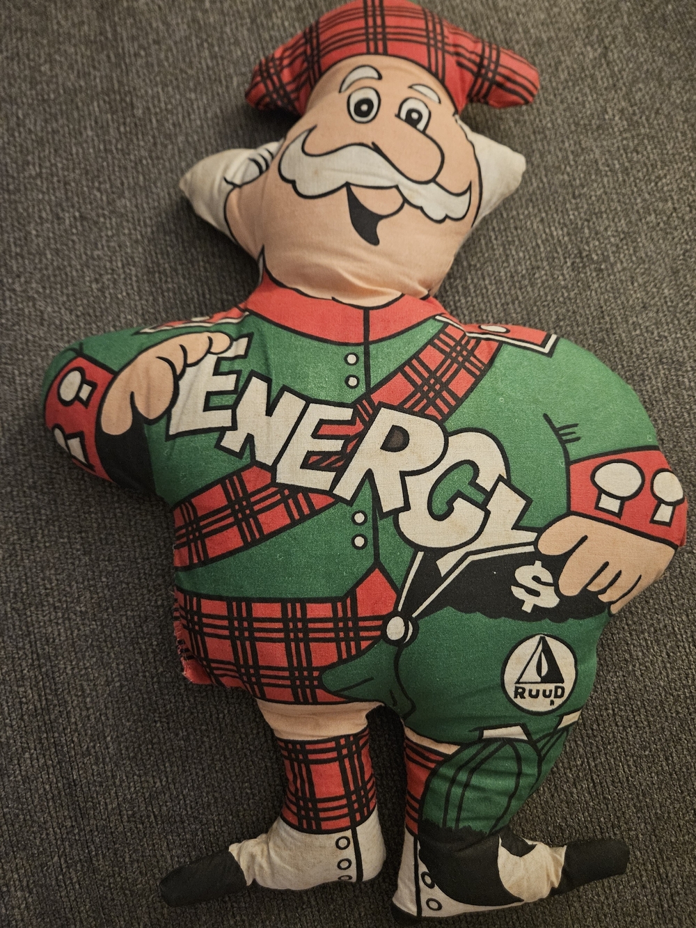 Vintage '60s Rheem Sandy MacMiser Energy Conservation Pillow Doll Ad Promo RARE
